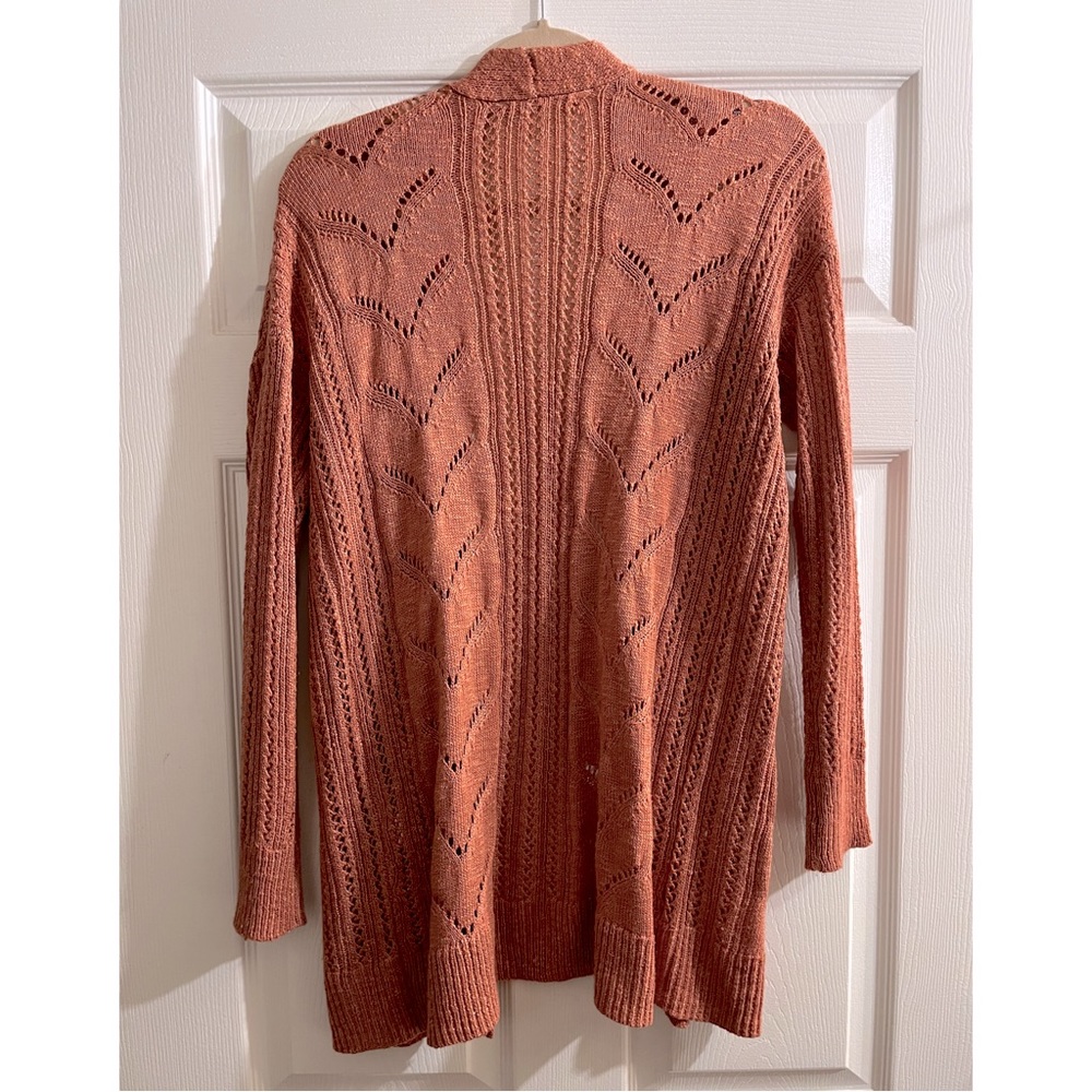 💫Republic brand Knit Crochet Long Sleeve Coral Color Cardigan Sweater (L)💫 - Picture 4 of 6